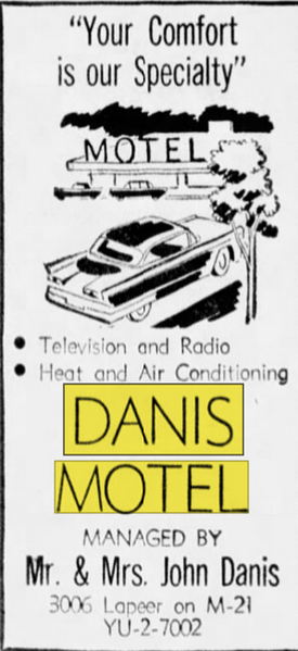Danis Motel - June 1960 Ad (newer photo)
